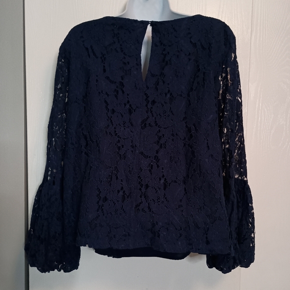 Navy Blue lace blouse, sz XL by Laundry by Shelli Segal - Picture 2 of 3